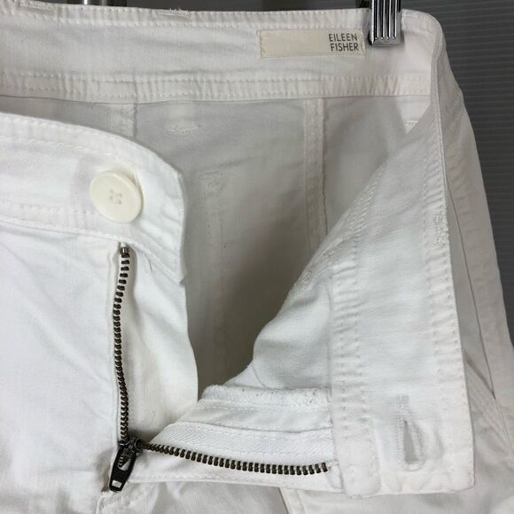 Eileen‎ FISHER White Cotton Cargo Capri Crop Pants Sz 4 - Picture 5 of 7